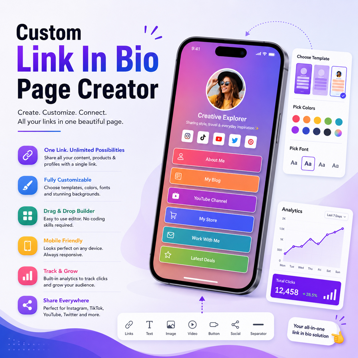 Custom Link In Bio Page Creator
